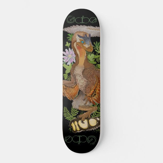 Dinosaur Raptor Jungle Art Skateboard (Vorderseite)