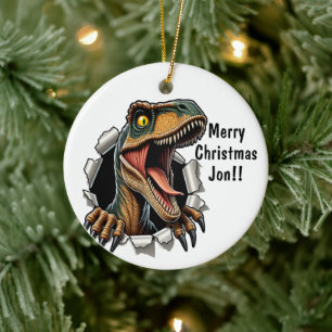 Dinosaur Raptor Keramik Ornament