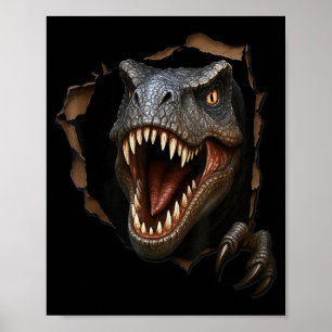 Dinosaur Raptor zerrissenes Tuch lustige 3D-Grafik Poster