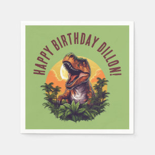 Dinosaur Rawr Birthday Paper Serviette