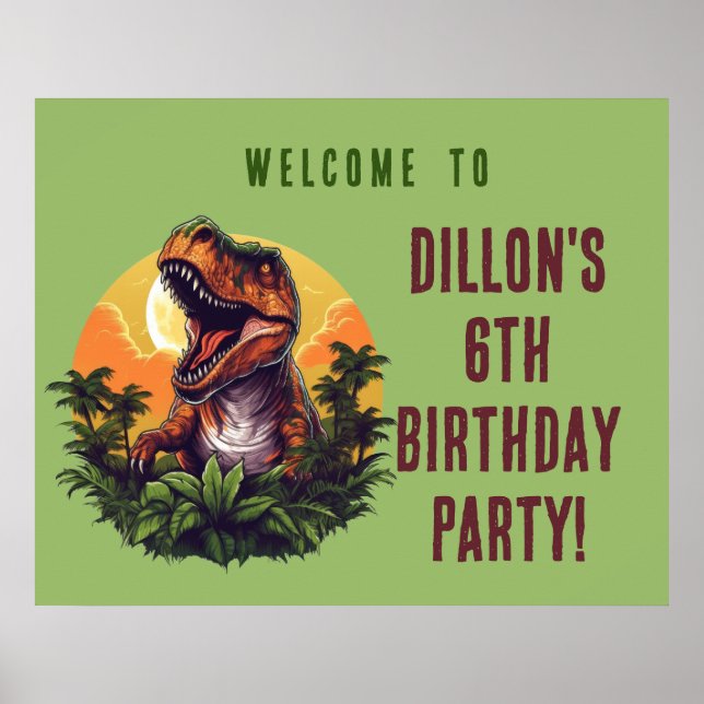 Dinosaur Rawr Birthday Poster-Zeichen Poster (Vorne)