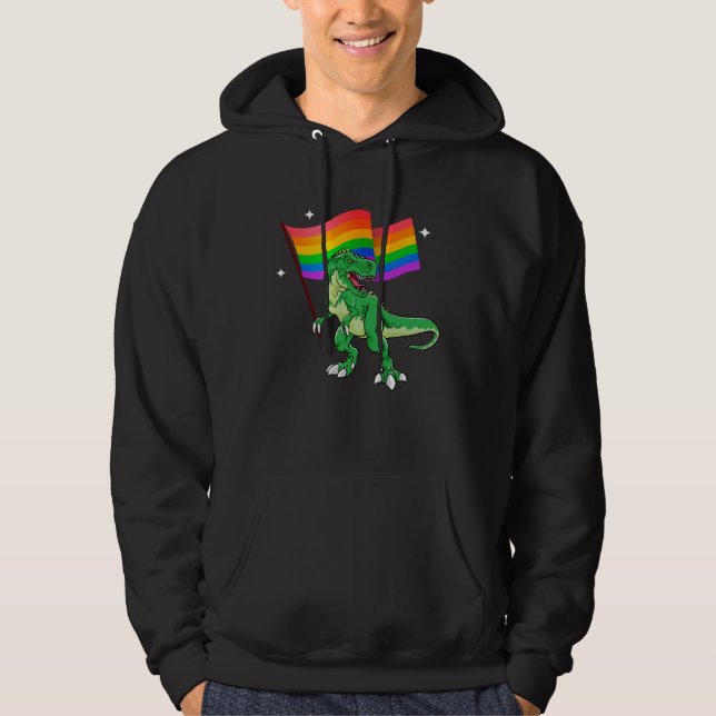 Dinosaur Rawr Pride Parade Gay & Lesbian Rainbow F Hoodie (Vorderseite)