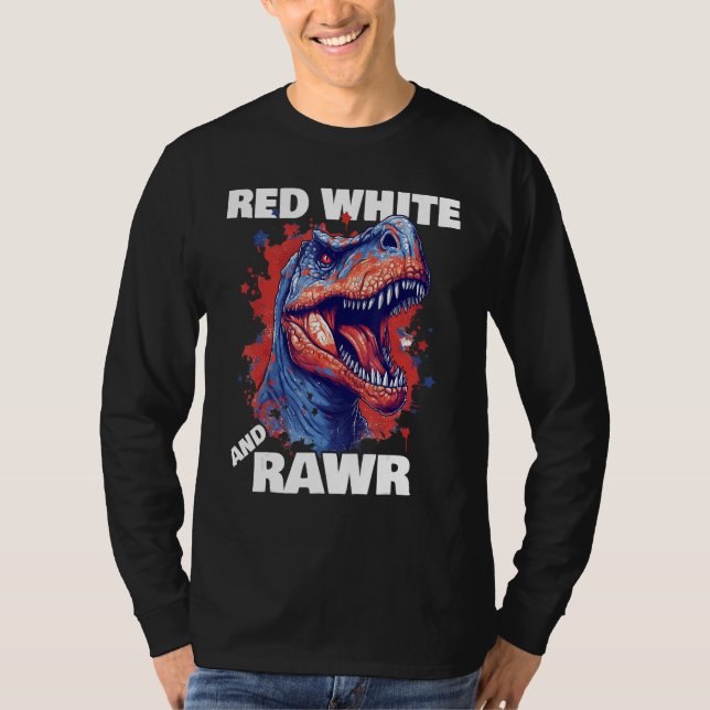 Dinosaur Red White Rawr American Flag 4th of July  T-Shirt (Vorderseite)