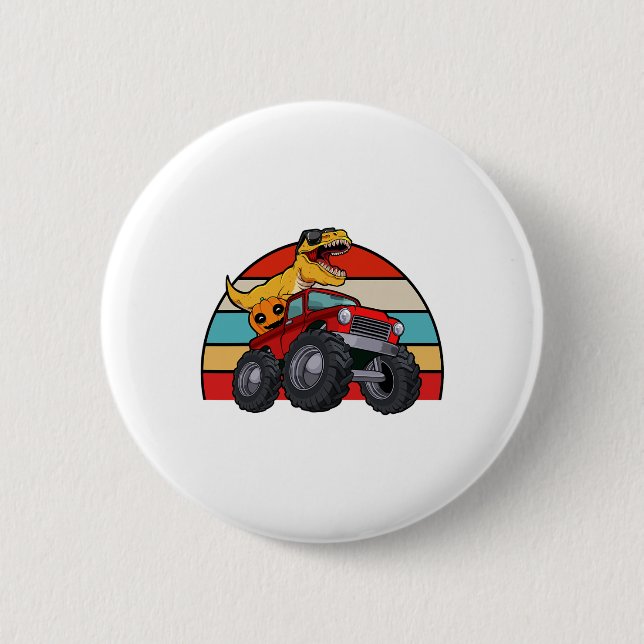 Dinosaur Reitmonster Truck Lazy Halloween Costu Button (Vorderseite)