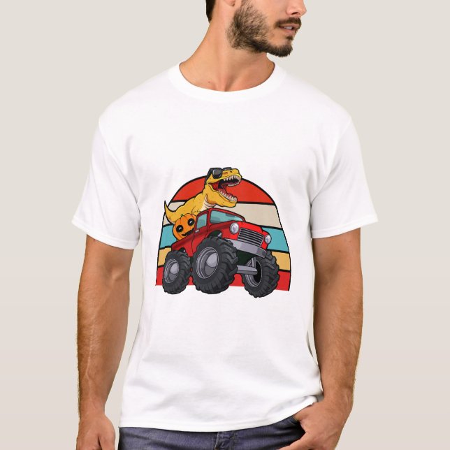 Dinosaur Reitmonster Truck Lazy Halloween Costu T-Shirt (Vorderseite)