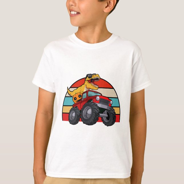 Dinosaur Reitmonster Truck Lazy Halloween Costu T-Shirt (Vorderseite)