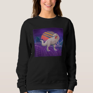 Dinosaur Retro Computer Landschaft Sunset Vaporwav Sweatshirt