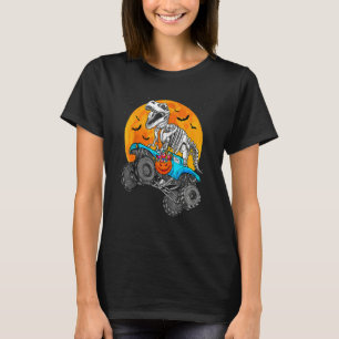 Dinosaur Rex fährt auf Monstertruck Mond Halloween T-Shirt