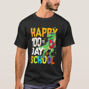 Dinosaur Rex Happy 100. Tag der Schule Dino Kinder T-Shirt