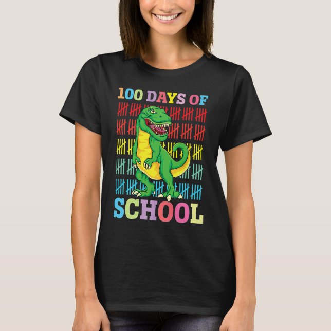 Dinosaur Rex Happy 100th Day Of School Dino Kids 1 T-Shirt (Vorderseite)