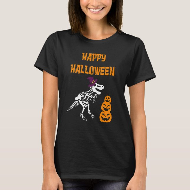 Dinosaur Rex Hexentrick oder Treat Halloween Costu T-Shirt (Vorderseite)