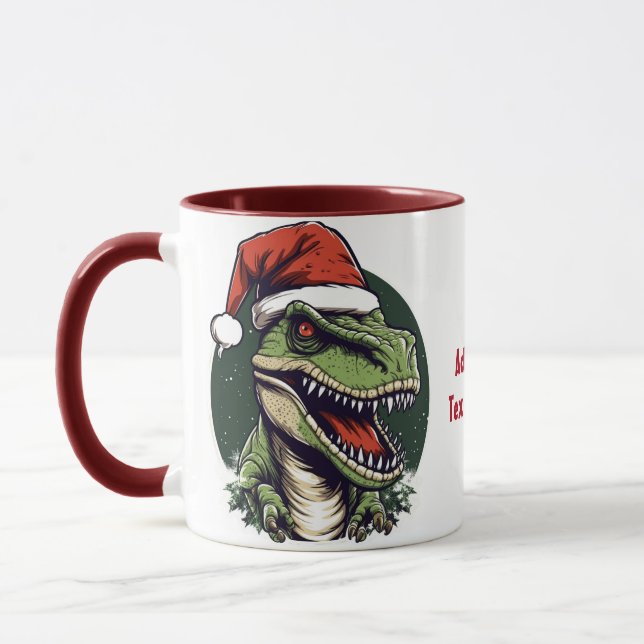 Dinosaur Rex Weihnachtsmannmütze Weihnachtsfest Pa Tasse (Links)