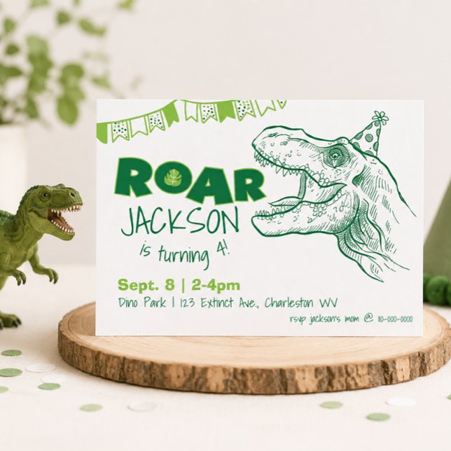 Dinosaur Roar Birthday Einladung (Dinosaur Roar Birthday Invitation)