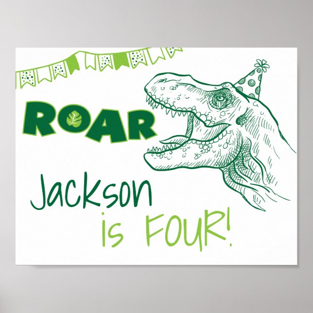 Dinosaur Roar Birthday Sign Poster (Vorne)