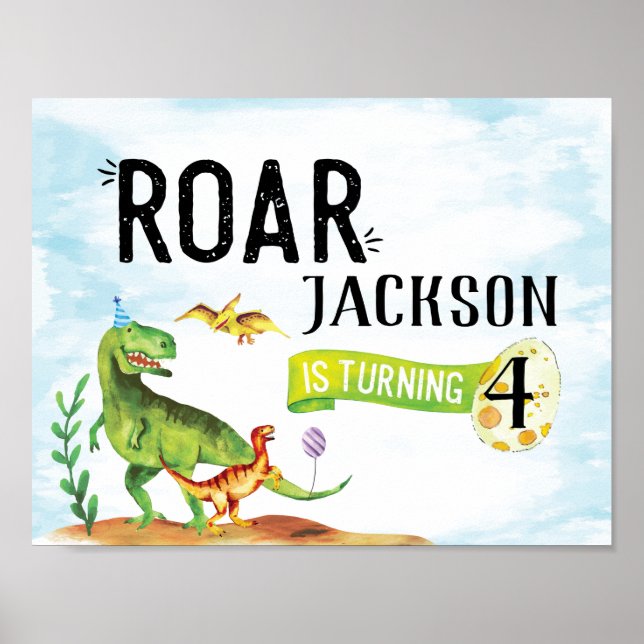 Dinosaur Roar Birthday Sign Poster (Vorne)