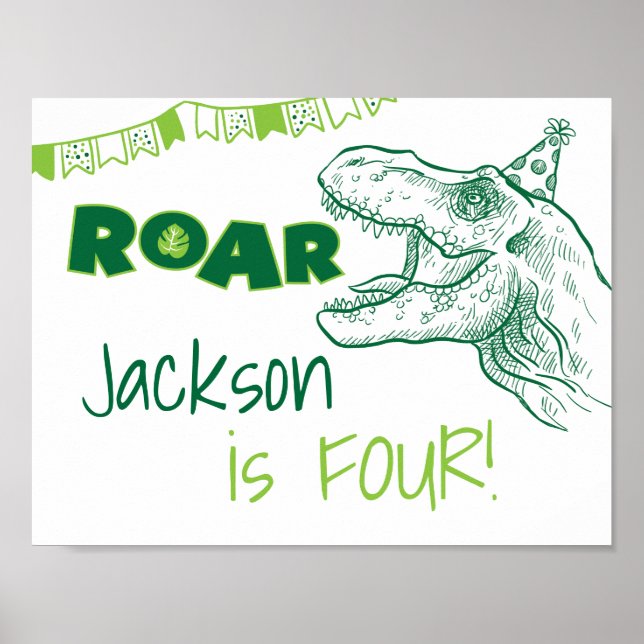 Dinosaur Roar Birthday Sign Poster (Vorne)