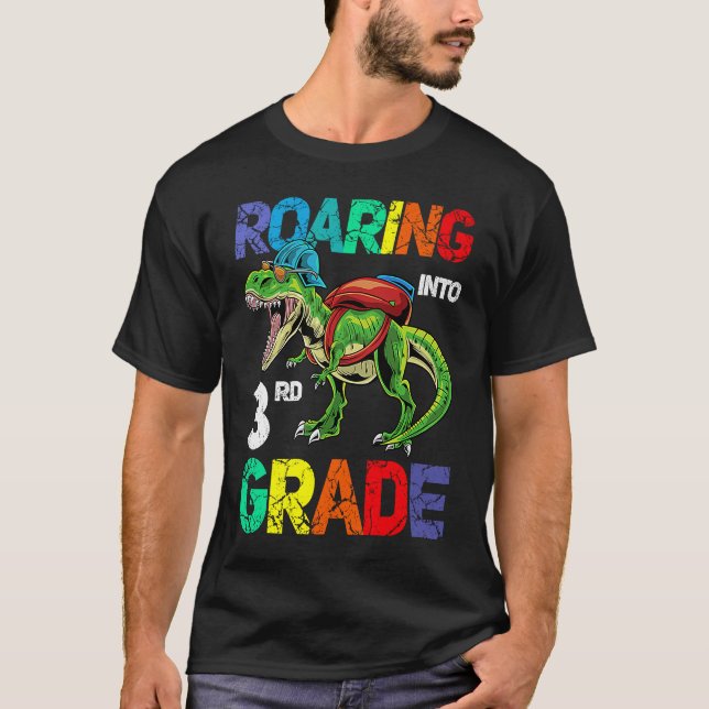 Dinosaur Roaring into 2nd Grade Back To School Sec T-Shirt (Vorderseite)