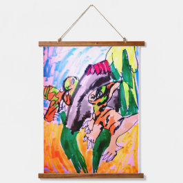 Dinosaur rocks wandteppich mit holzrahmen