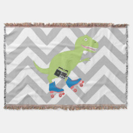 Dinosaur Roller Skaten Holding Radio Decke