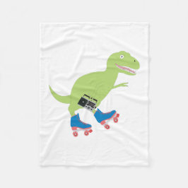 Dinosaur Roller Skaten Holding Radio Fleecedecke