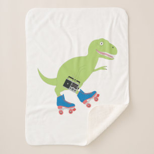 Dinosaur Roller Skaten Holding Radio Sherpadecke