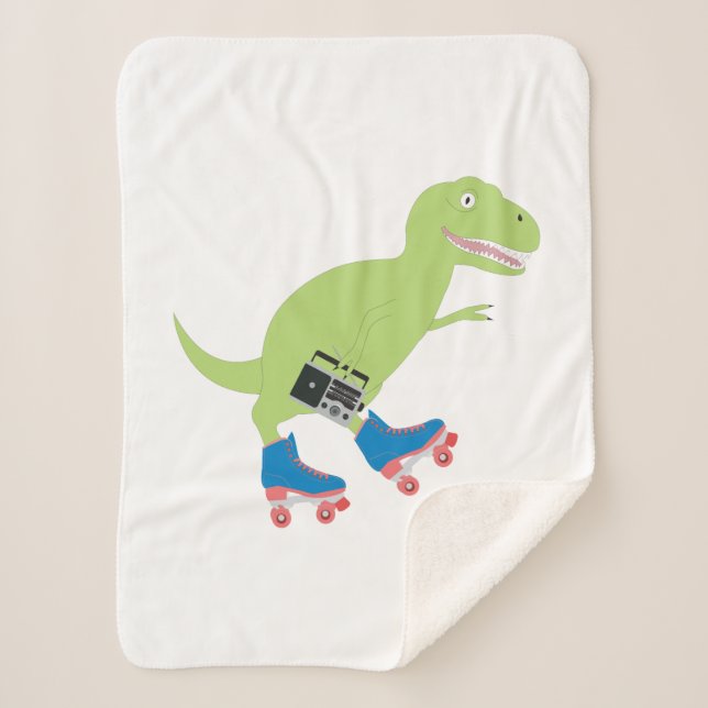 Dinosaur Roller Skaten Holding Radio Sherpadecke (Vorderseite)