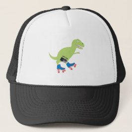 Dinosaur Roller Skaten Holding Radio Truckerkappe