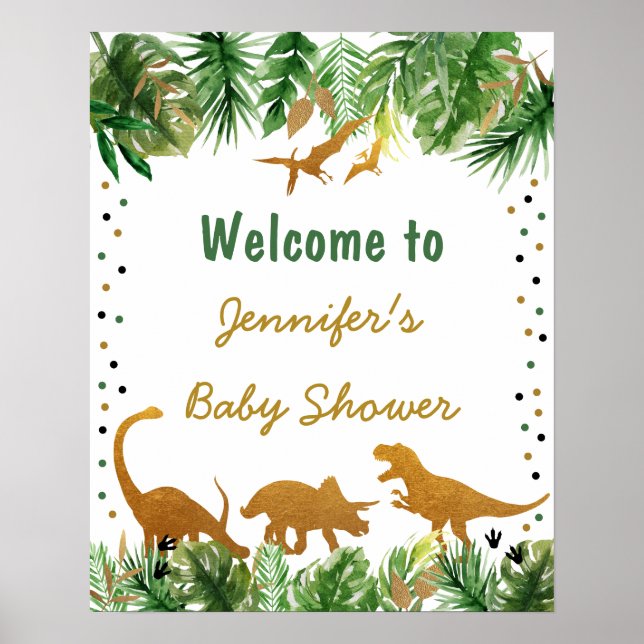 Dinosaur Safari Baby Dusche Willkommen Poster (Vorne)