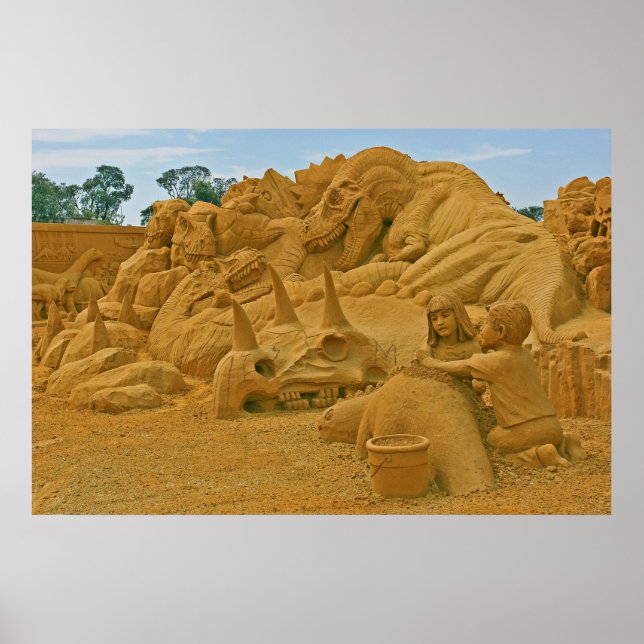 Dinosaur Sand Castle Poster (Vorne)