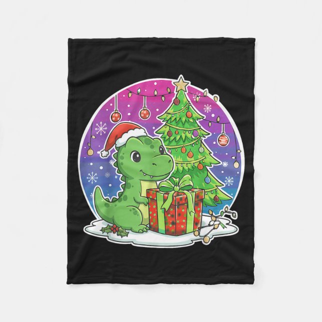 Dinosaur Santa Hat Xmas Dinosaur Lover Adults Boy  Fleecedecke (Vorderseite)