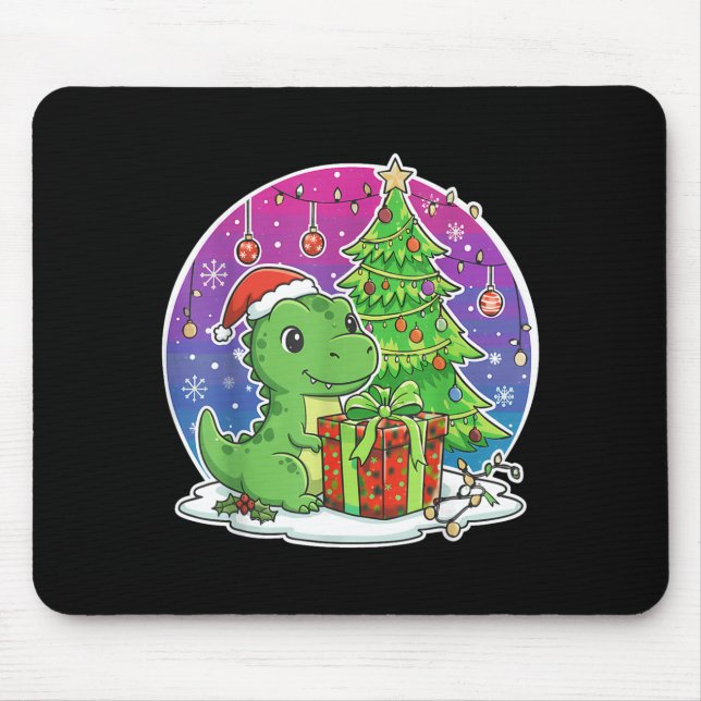 Dinosaur Santa Hat Xmas Dinosaur Lover Adults Boy  Mousepad (Vorne)