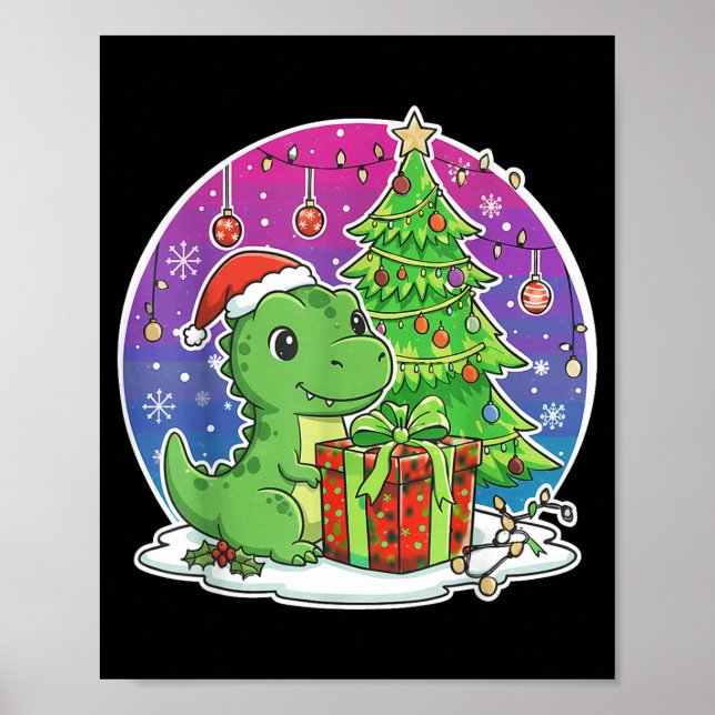Dinosaur Santa Hat Xmas Dinosaur Lover Adults Boy  Poster (Vorne)