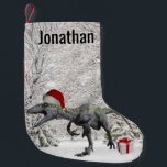 Dinosaur Santa Raptor Velociraptor Name Kleiner Weihnachtsstrumpf<br><div class="desc">Dieses Design kann in dem Bereich personalisiert werden, der durch das Ändern des Fotos und/oder Textes zur Verfügung gestellt wird. Sie können auch angepasst werden, indem Sie auf Vorlage personalisieren klicken und dann auf die Schaltfläche klicken, um weitere Optionen anzupassen, um die Hintergrundfarbe zu löschen oder zu ändern, Text hinzuzufügen,...</div>