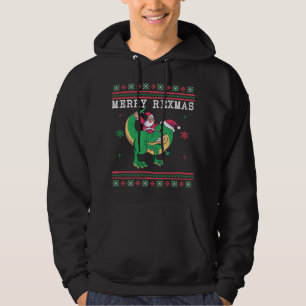 Dinosaur Santa T-Rex Ugly Christmas Sweater Hoodie
