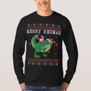 Dinosaur Santa T-Rex Ugly Christmas Sweater T-Shirt