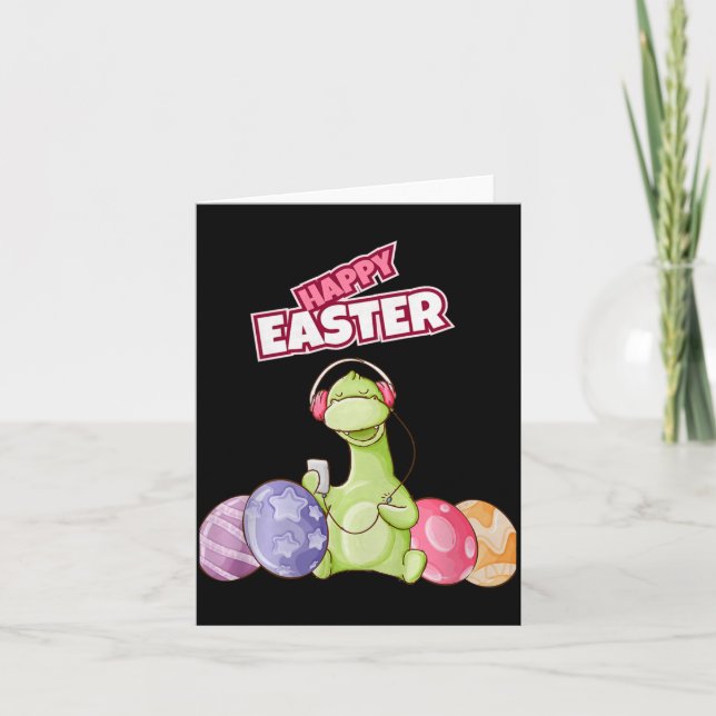 Dinosaur Say Happy Easter Premium Tri-blend  Karte (Vorderseite)