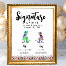 Dinosaur-Schwulen-Hochzeitssignature-Drinks
