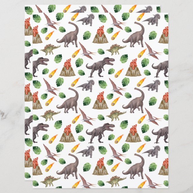 Dinosaur Scrapbook Paper (Vorne/Hinten)