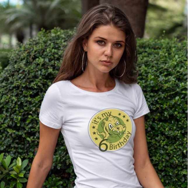 Dinosaur Sechster Geburtstag T-Shirt (Von Creator hochgeladen)