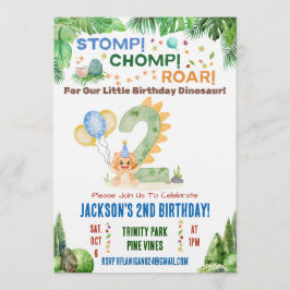 Dinosaur Second Birthday Party Invitation Einladung