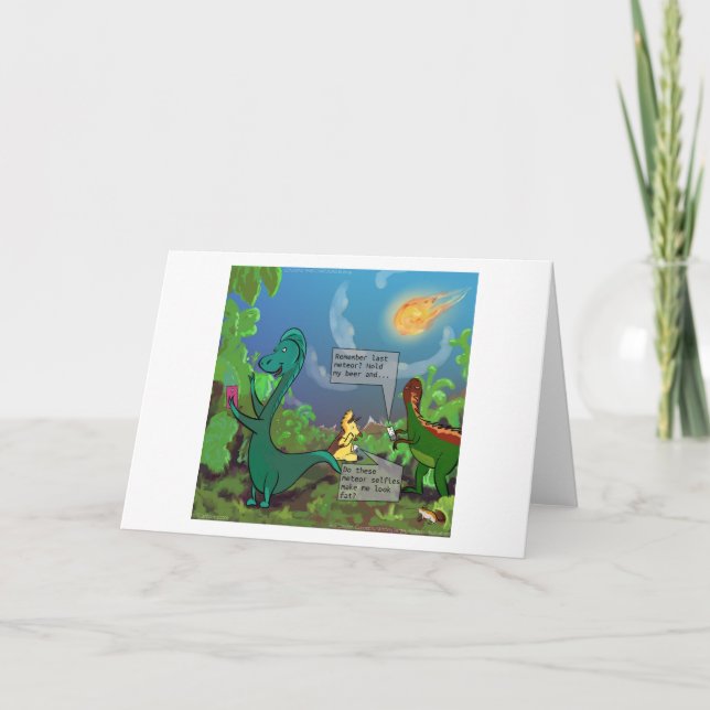 Dinosaur Selfie Funny Comic Karte (Vorderseite)