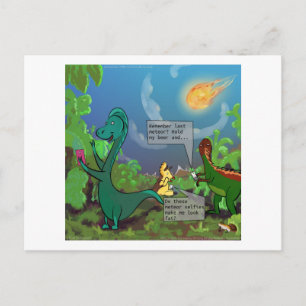 Dinosaur Selfie Lustiger Comic Postkarte