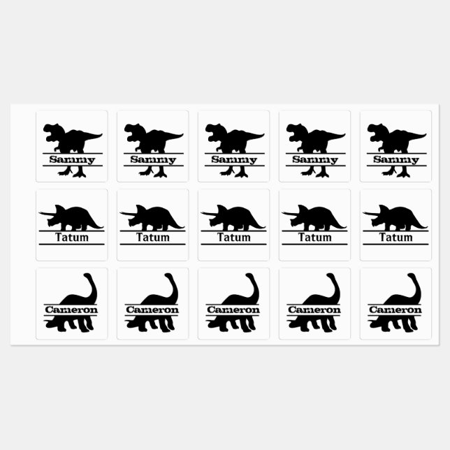 Dinosaur-Silhouette Personalisierte Namen Labels Etiketten (Blatt)