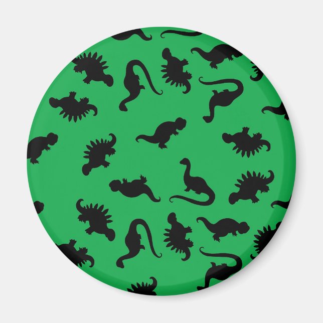 Dinosaur-Silhouetten über das Grüne Hintergrundmus Magnet (Vorne)