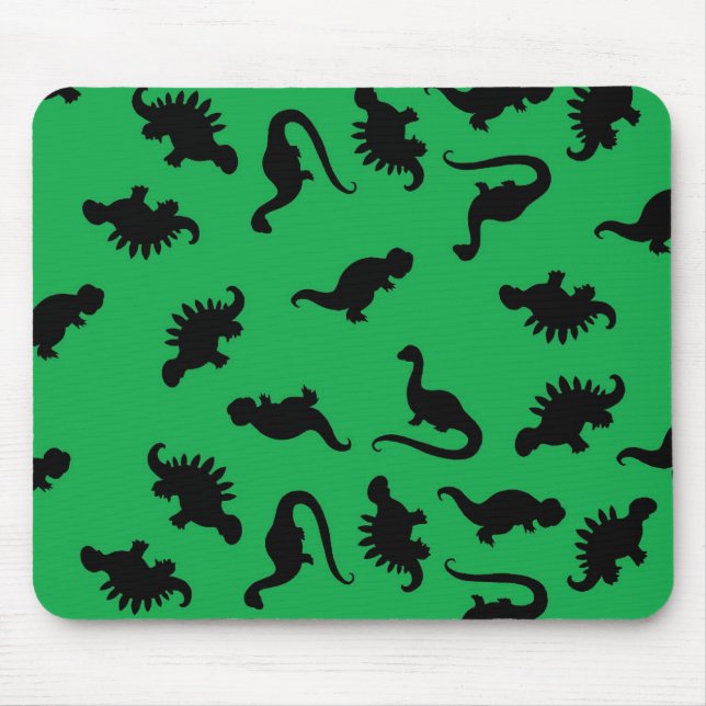 Dinosaur-Silhouetten über das Grüne Hintergrundmus Mousepad (Vorne)
