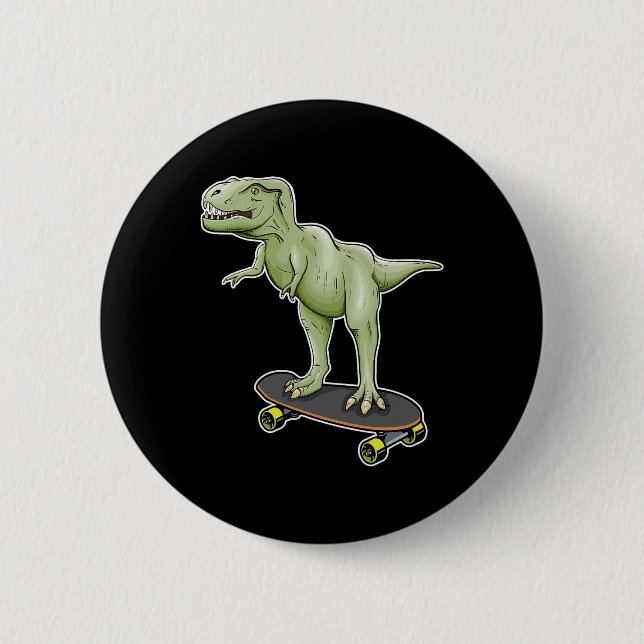 Dinosaur Skateboard T-Rex Dino Dinosaurier Button (Vorderseite)