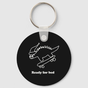 Dinosaur Skateboarding Fertig Fürs Bett  Schlüsselanhänger