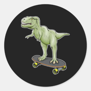 Dinosaur Skateboarding T-Rex Dino Dinosaurier  Runder Aufkleber