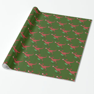 Dinosaur Skater Weihnachtsmannmütze Geschenkpapier