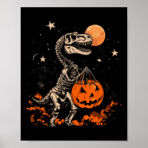 Dinosaur Skeleton Beängstigend Pumpkin Moon Hallow Poster